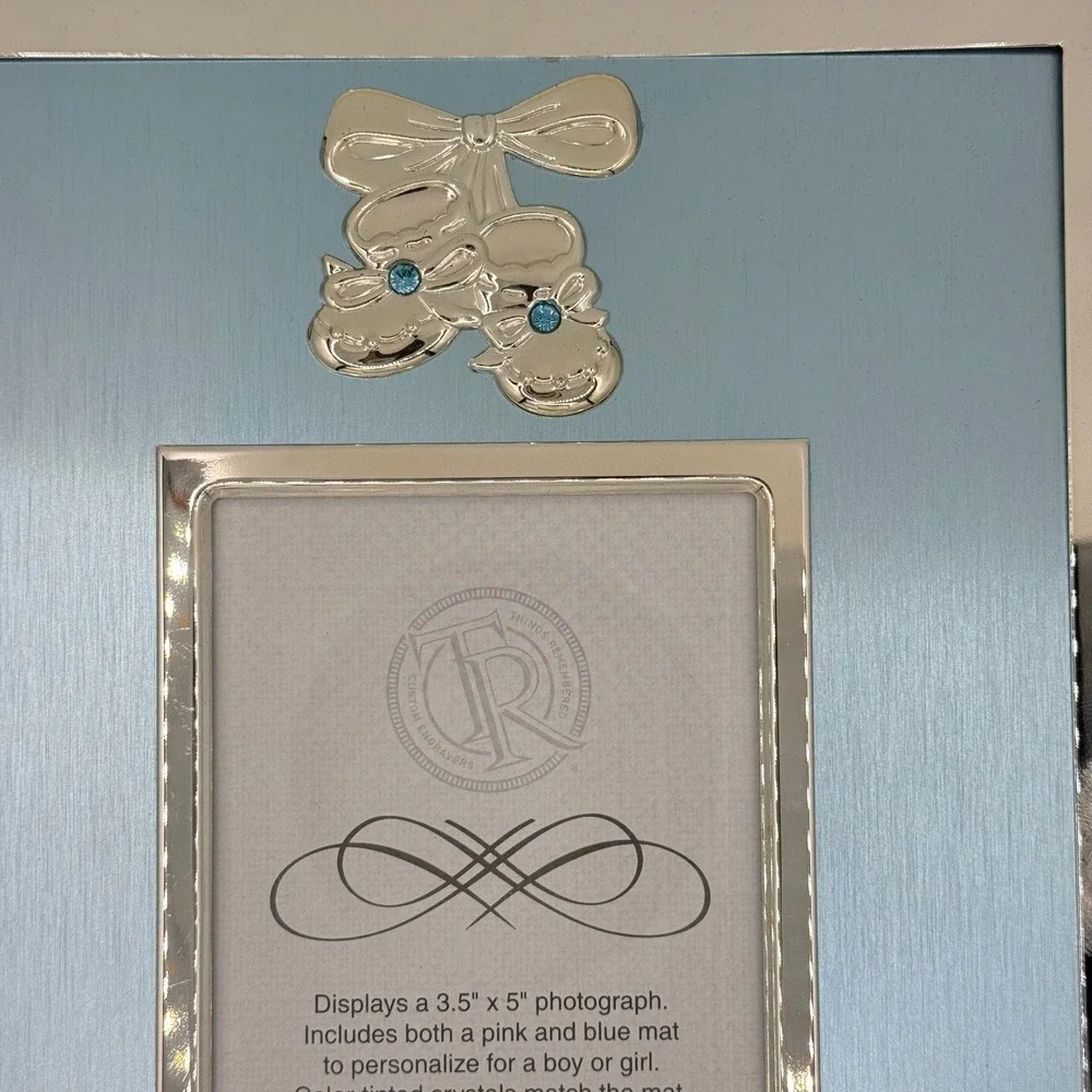 Things Remembered Baby Picture Frame Silver‎ 3.5x5 Pink & Blue Mats 658782 New
